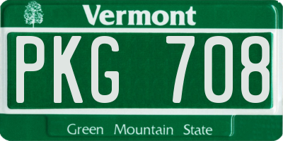 VT license plate PKG708