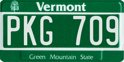VT license plate PKG709