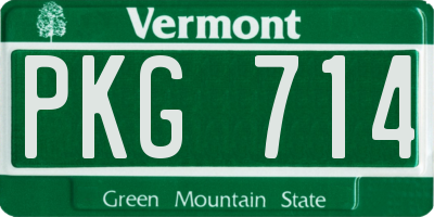 VT license plate PKG714