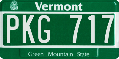 VT license plate PKG717