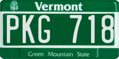 VT license plate PKG718