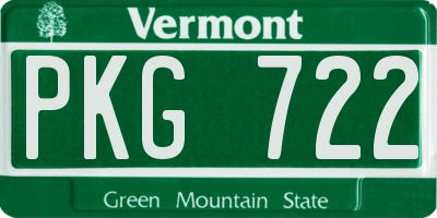 VT license plate PKG722