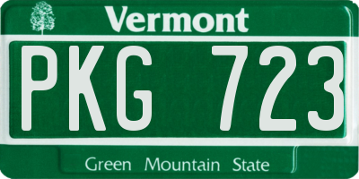 VT license plate PKG723