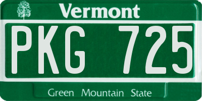VT license plate PKG725