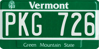VT license plate PKG726