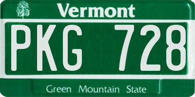 VT license plate PKG728