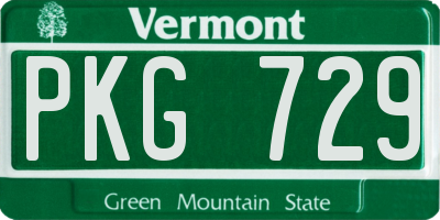 VT license plate PKG729
