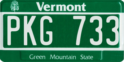 VT license plate PKG733