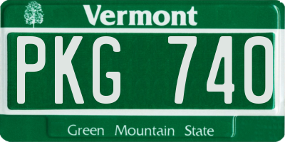 VT license plate PKG740