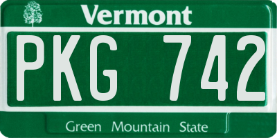 VT license plate PKG742