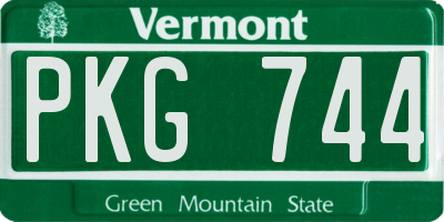 VT license plate PKG744