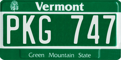 VT license plate PKG747