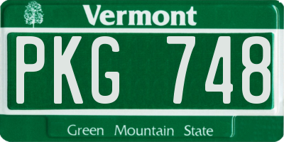 VT license plate PKG748