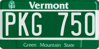 VT license plate PKG750