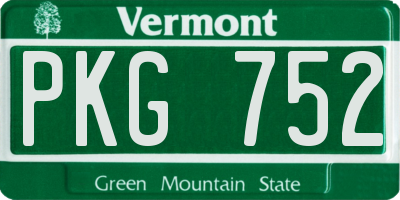 VT license plate PKG752