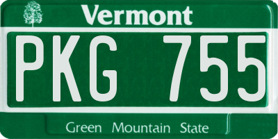 VT license plate PKG755