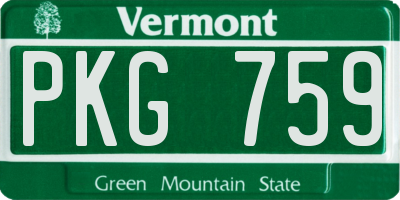 VT license plate PKG759