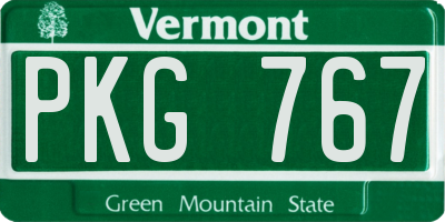 VT license plate PKG767
