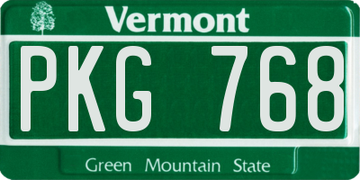 VT license plate PKG768