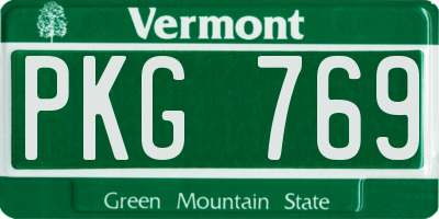 VT license plate PKG769