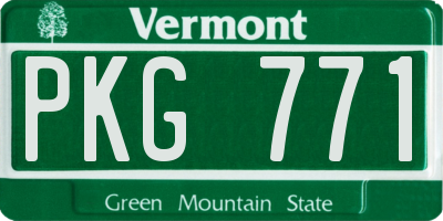 VT license plate PKG771