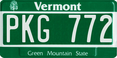 VT license plate PKG772