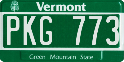 VT license plate PKG773
