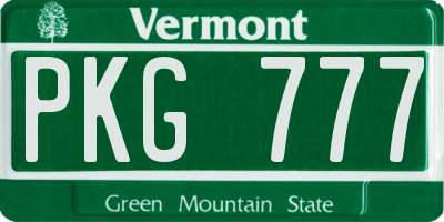 VT license plate PKG777