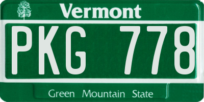 VT license plate PKG778