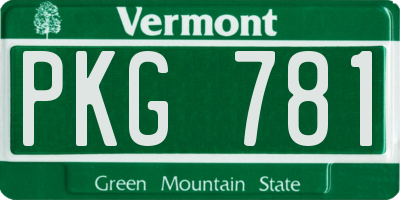 VT license plate PKG781