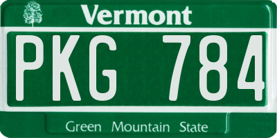 VT license plate PKG784