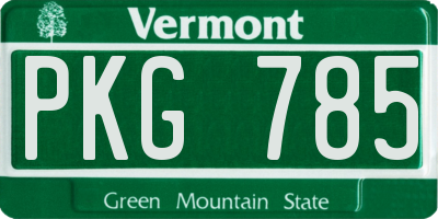 VT license plate PKG785