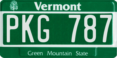 VT license plate PKG787
