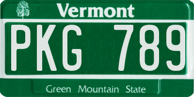 VT license plate PKG789