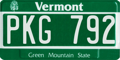 VT license plate PKG792