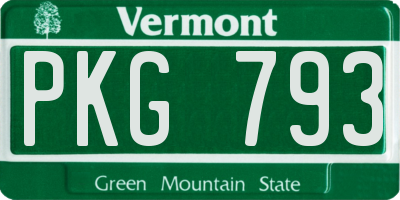 VT license plate PKG793