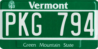 VT license plate PKG794