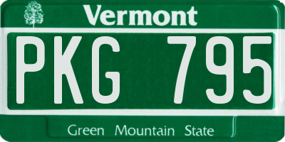 VT license plate PKG795