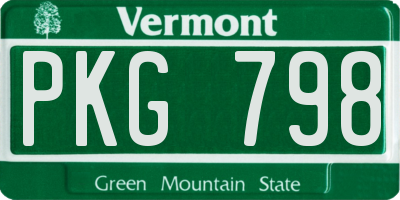 VT license plate PKG798