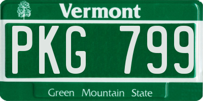 VT license plate PKG799
