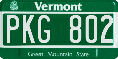 VT license plate PKG802