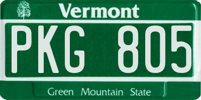VT license plate PKG805