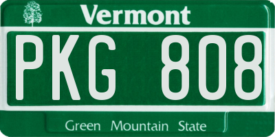 VT license plate PKG808