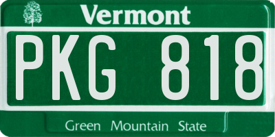 VT license plate PKG818