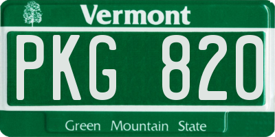 VT license plate PKG820