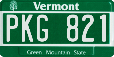 VT license plate PKG821