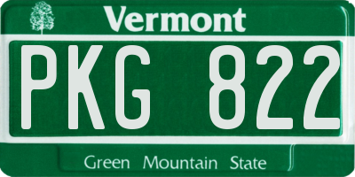 VT license plate PKG822
