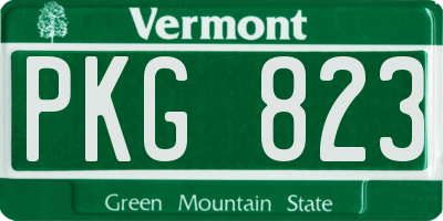 VT license plate PKG823