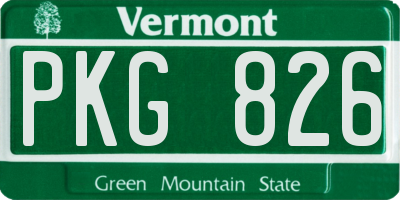 VT license plate PKG826