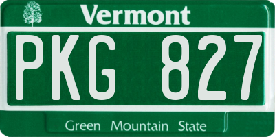 VT license plate PKG827